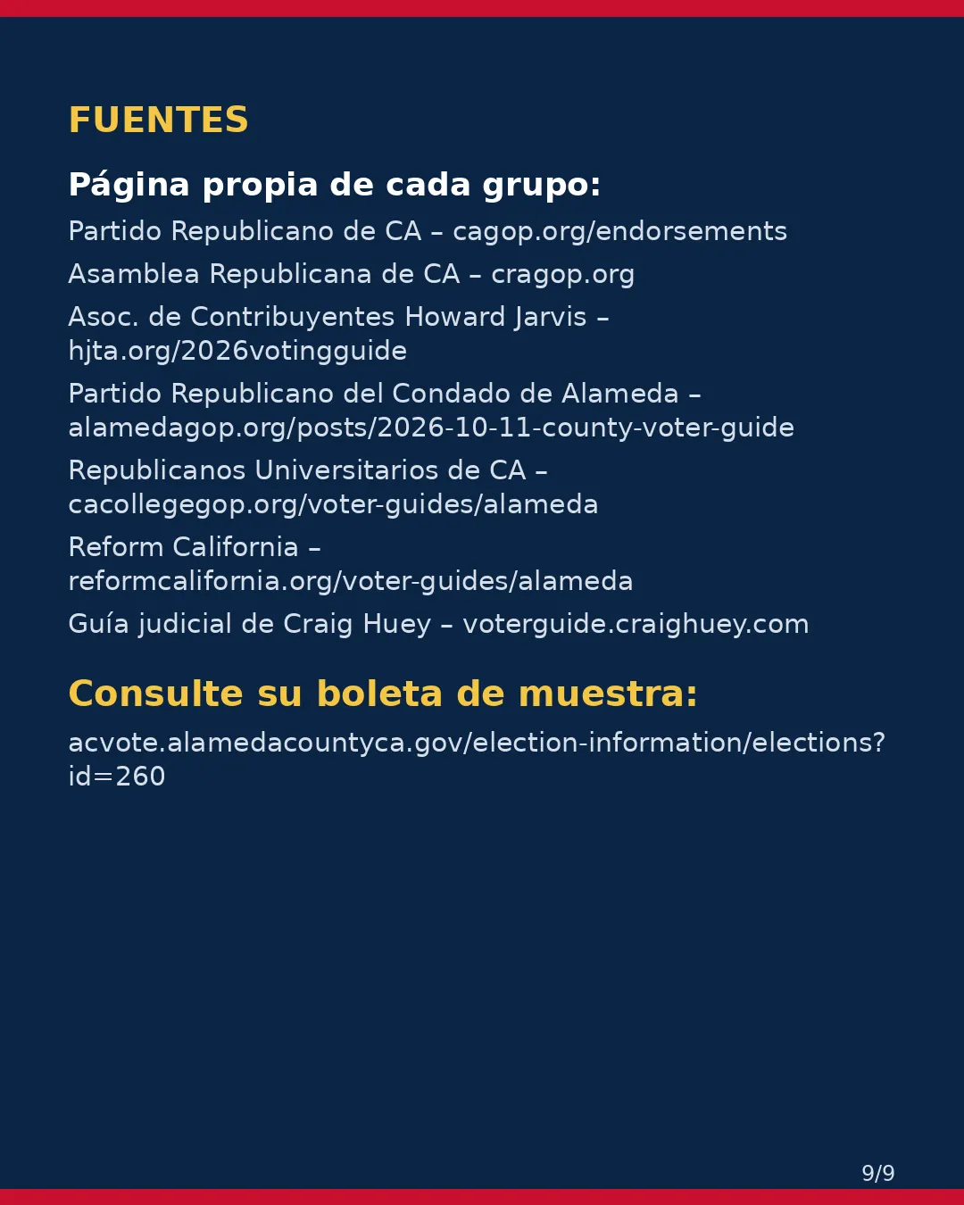 Condado de Alameda, 3 de noviembre de 2026: la postura de los grupos conservadores sobre su boleta. (9/9)
