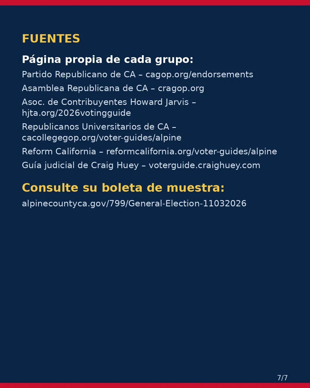Condado de Alpine, 3 de noviembre de 2026: la postura de los grupos conservadores sobre su boleta. (7/7)