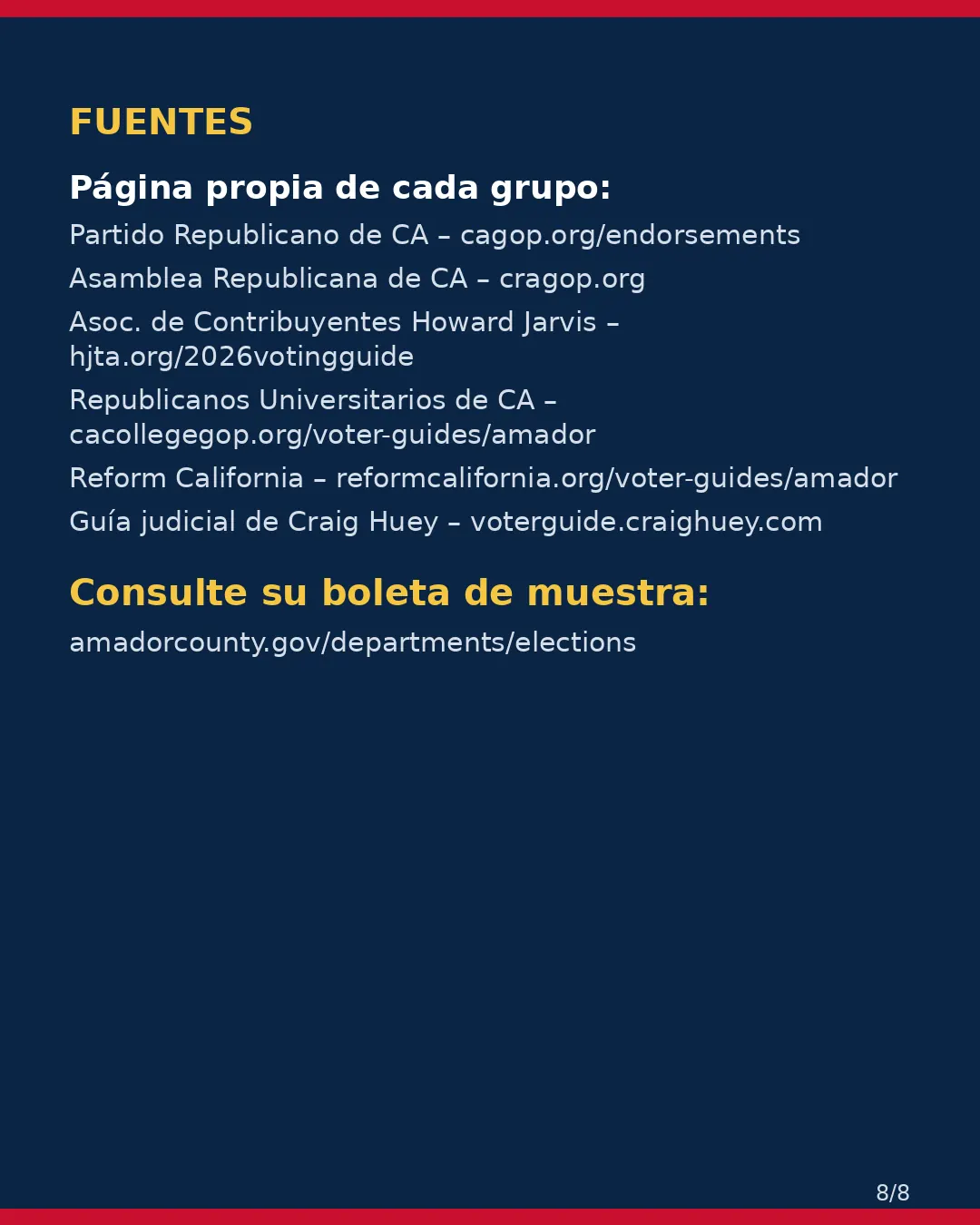 Condado de Amador, 3 de noviembre de 2026: la postura de los grupos conservadores sobre su boleta. (8/8)
