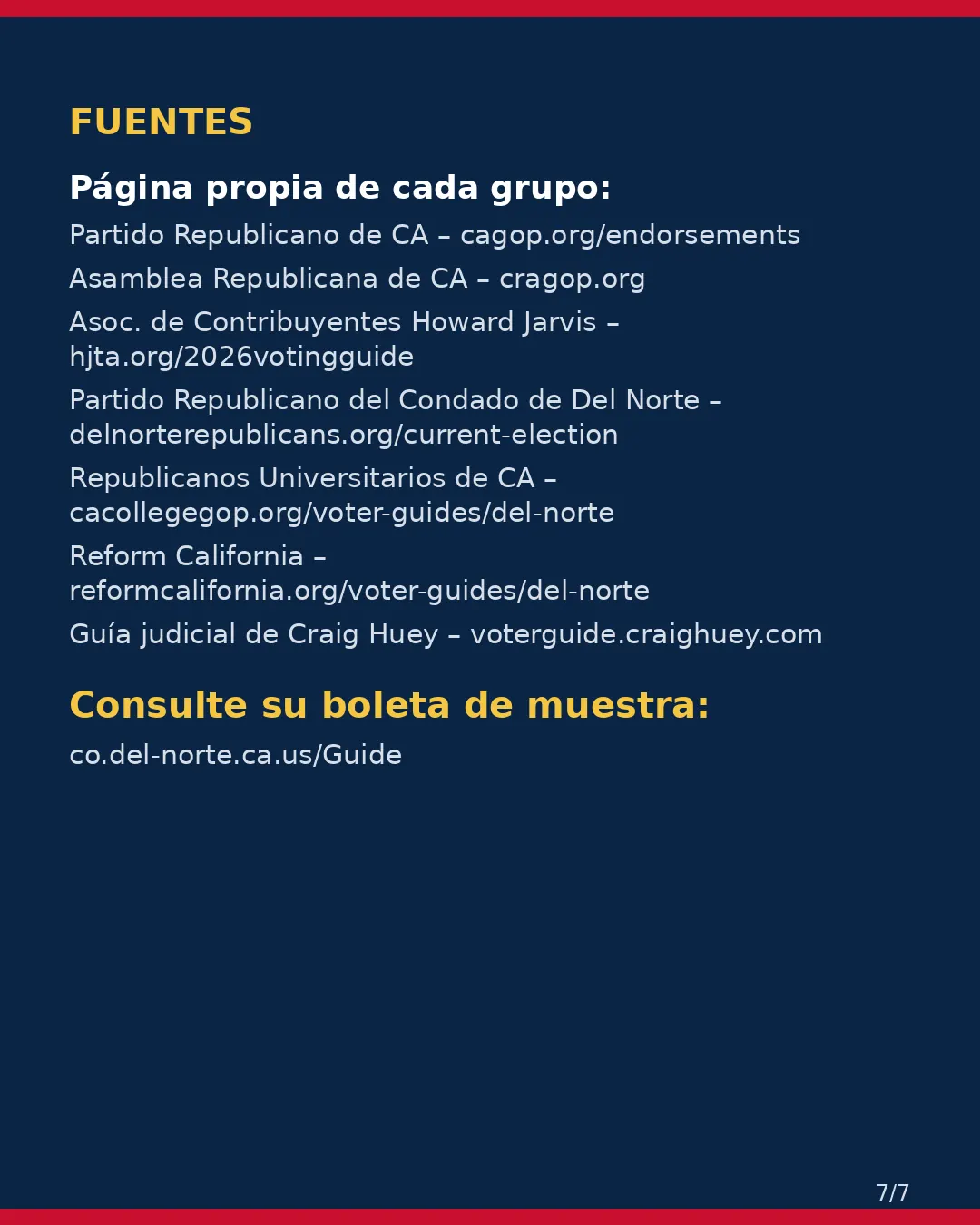 Condado de Del Norte, 3 de noviembre de 2026: la postura de los grupos conservadores sobre su boleta. (7/7)
