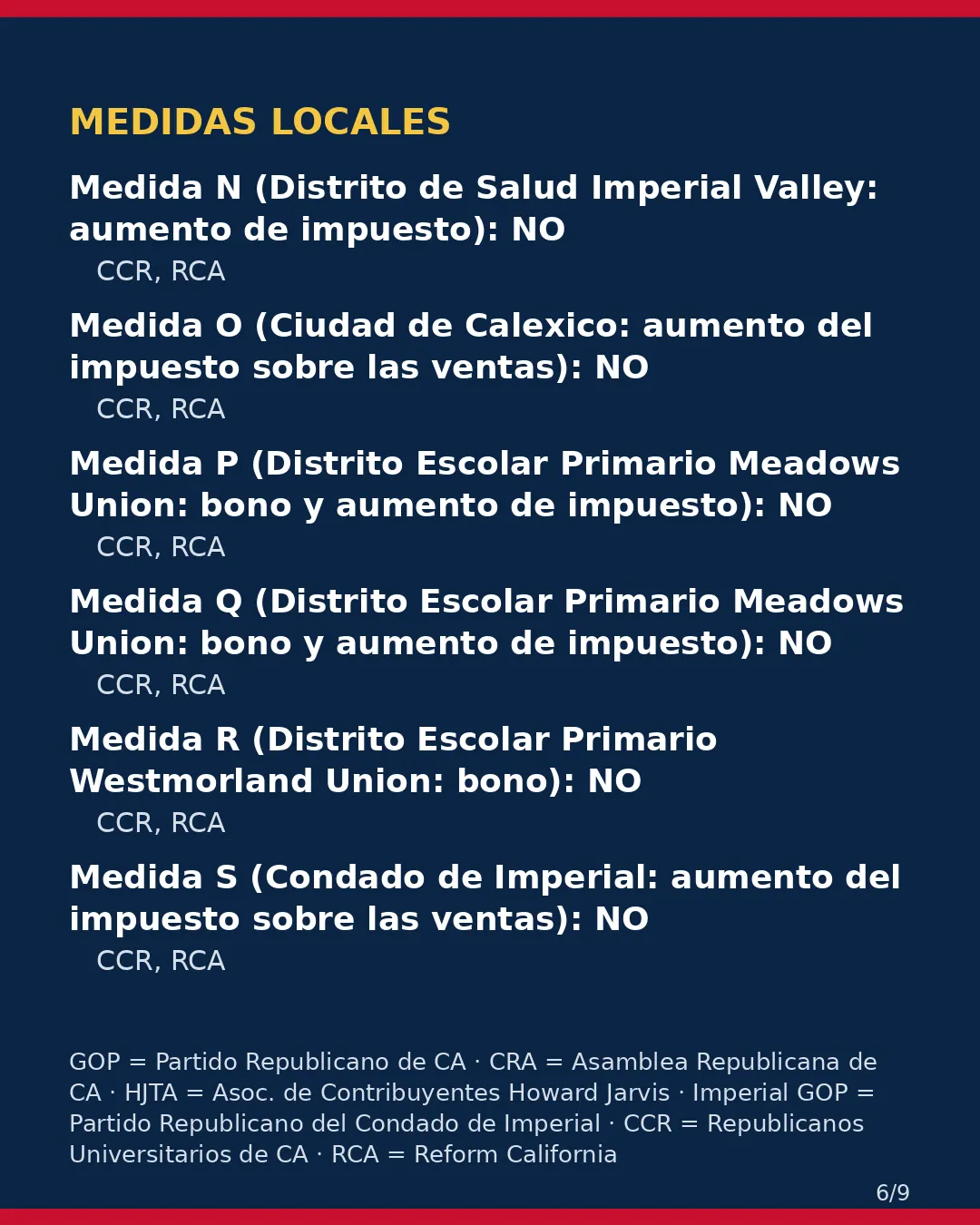 Condado de Imperial, 3 de noviembre de 2026: la postura de los grupos conservadores sobre su boleta. (6/9)