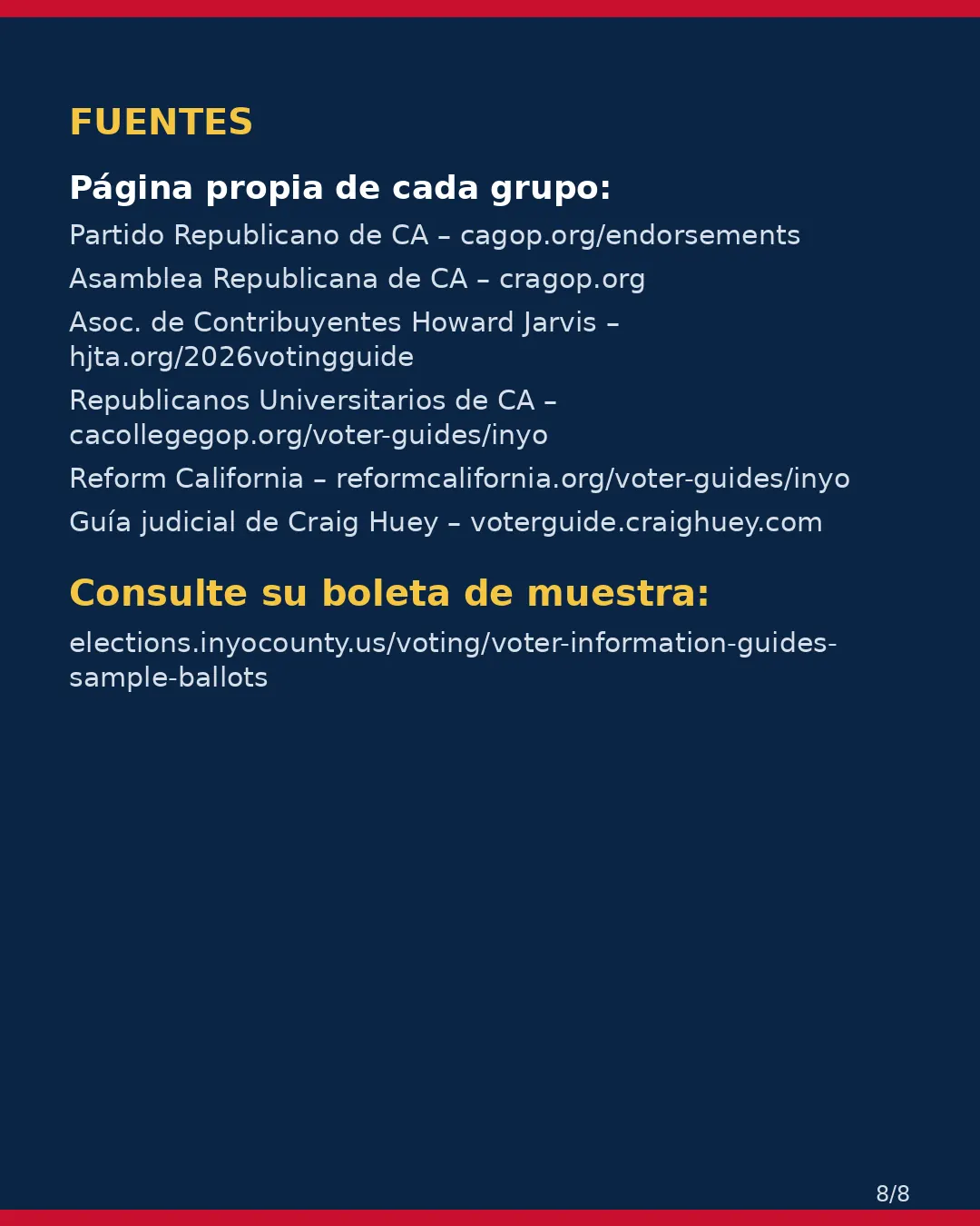 Condado de Inyo, 3 de noviembre de 2026: la postura de los grupos conservadores sobre su boleta. (8/8)