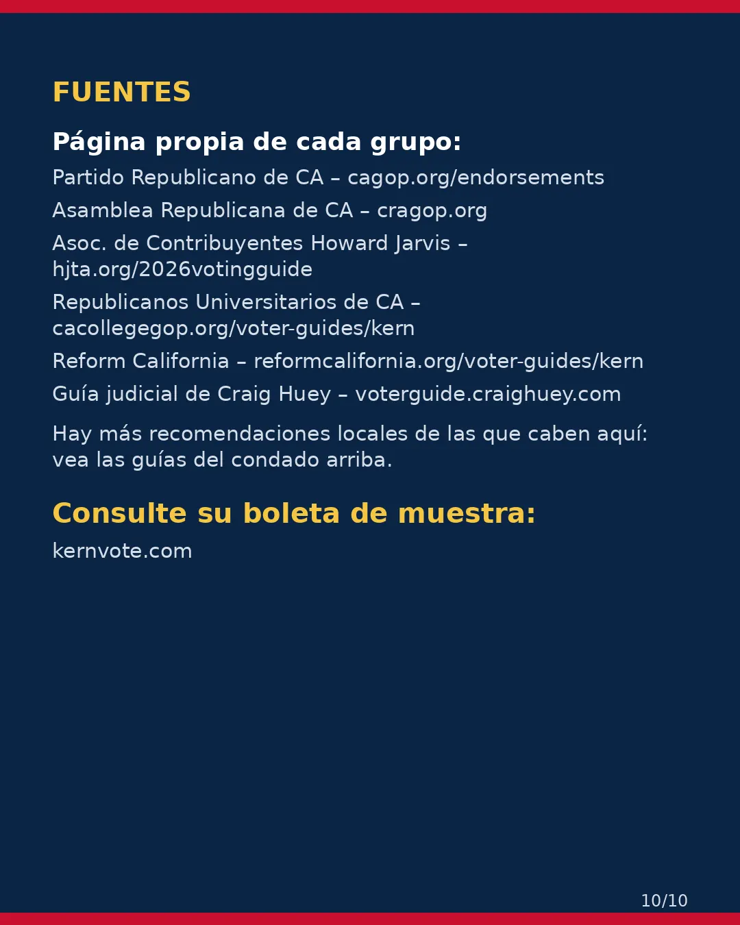 Condado de Kern, 3 de noviembre de 2026: la postura de los grupos conservadores sobre su boleta. (10/10)