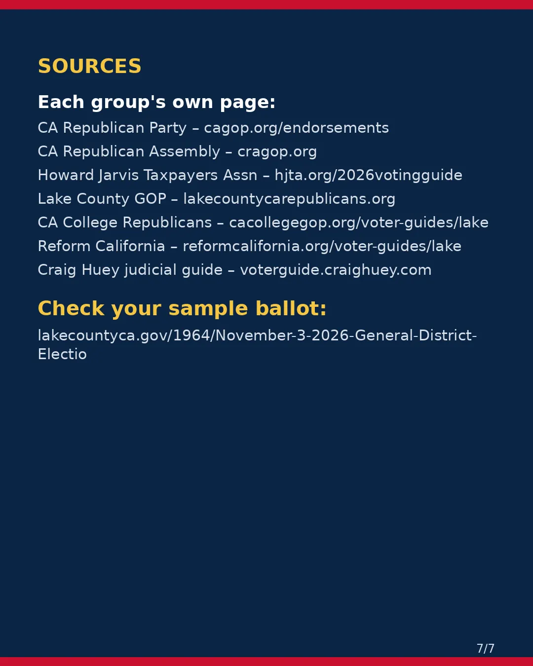 Lake County, Nov 3, 2026: where conservative groups stand on your ballot. (7/7)