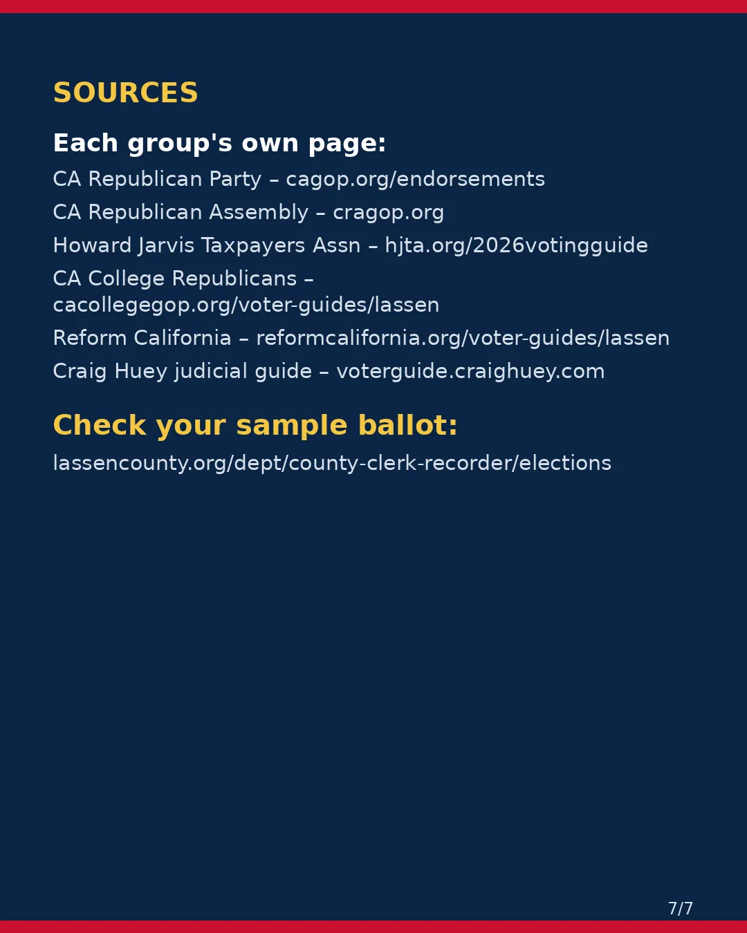 Lassen County, Nov 3, 2026: where conservative groups stand on your ballot. (7/7)