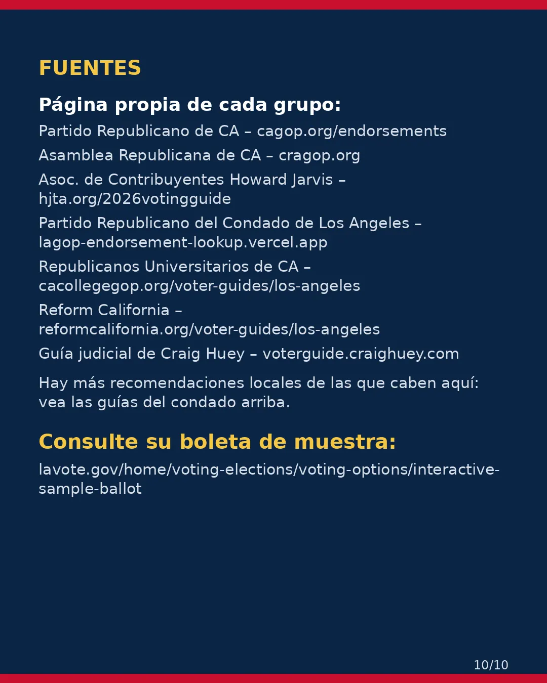 Condado de Los Angeles, 3 de noviembre de 2026: la postura de los grupos conservadores sobre su boleta. (10/10)