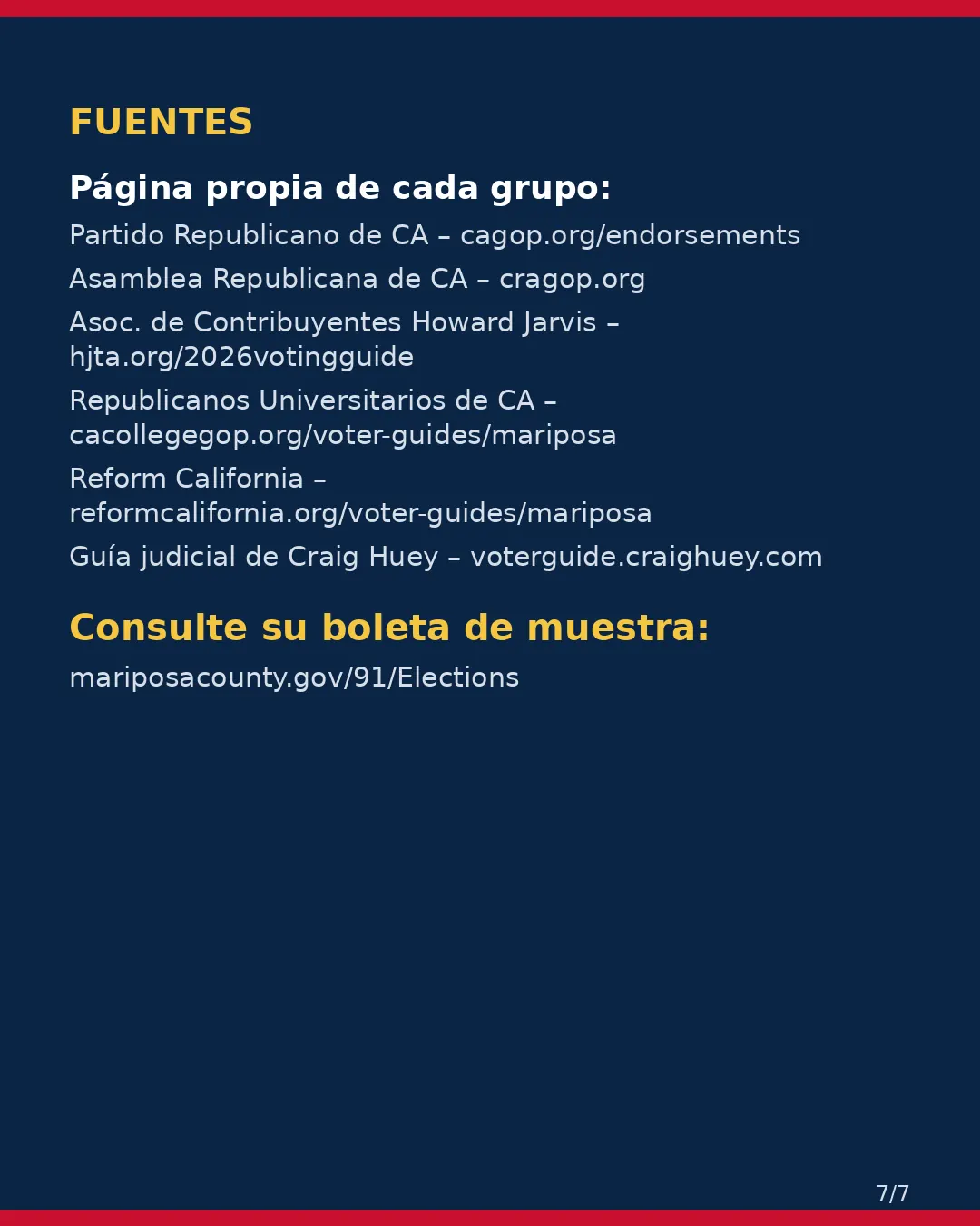 Condado de Mariposa, 3 de noviembre de 2026: la postura de los grupos conservadores sobre su boleta. (7/7)