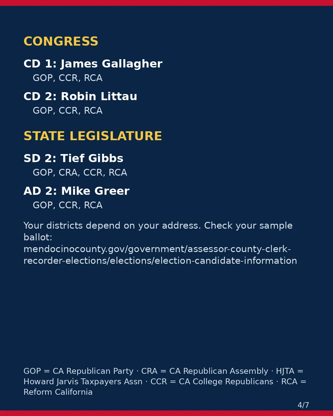 Mendocino County, Nov 3, 2026: where conservative groups stand on your ballot. (4/7)