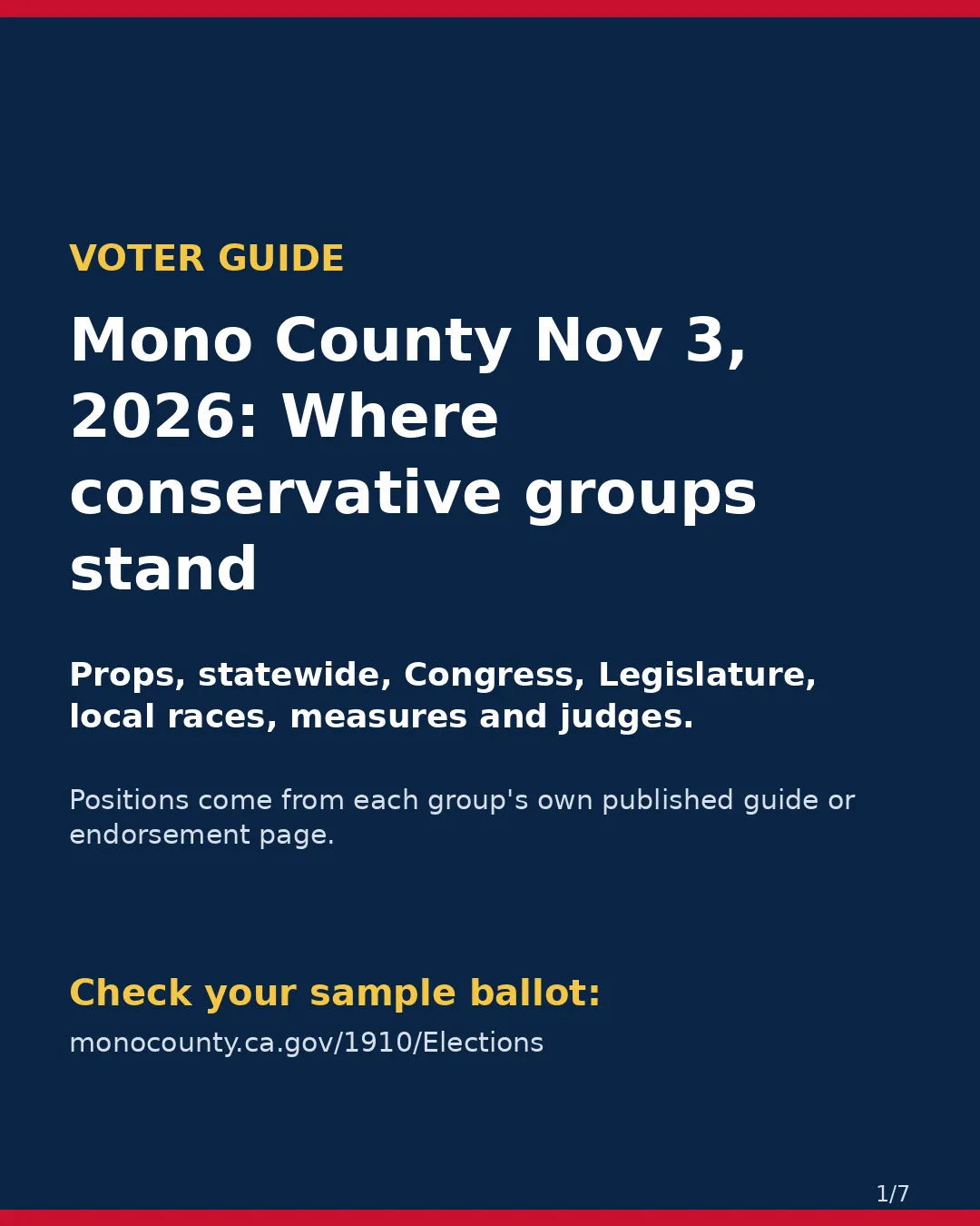 Mono County, Nov 3, 2026: where conservative groups stand on your ballot. (1/7)