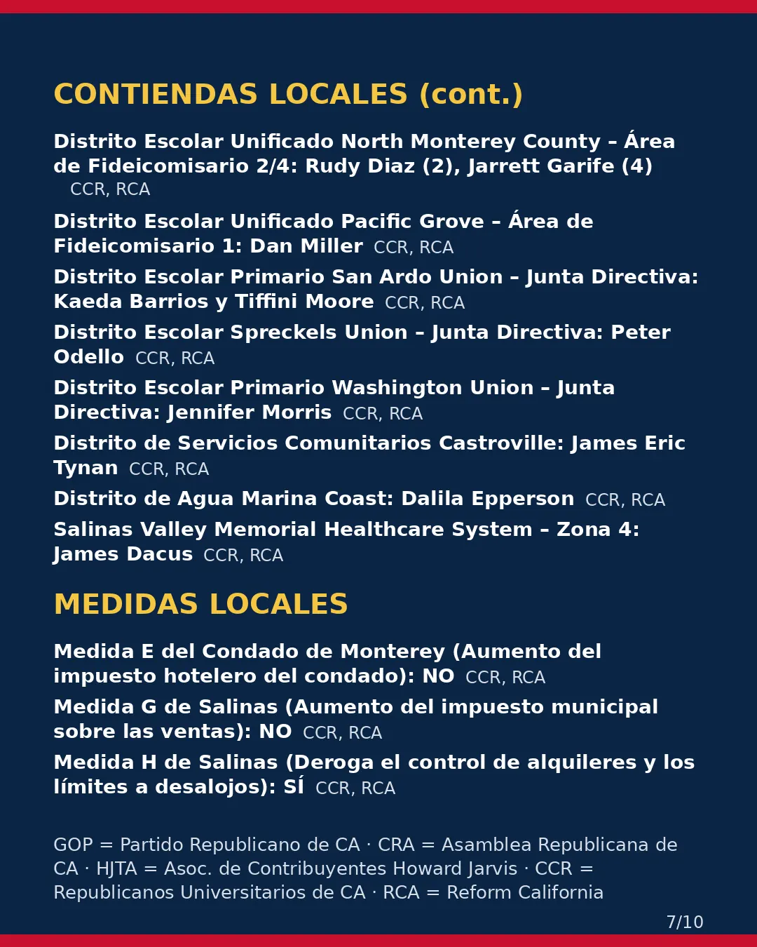 Condado de Monterey, 3 de noviembre de 2026: la postura de los grupos conservadores sobre su boleta. (7/10)