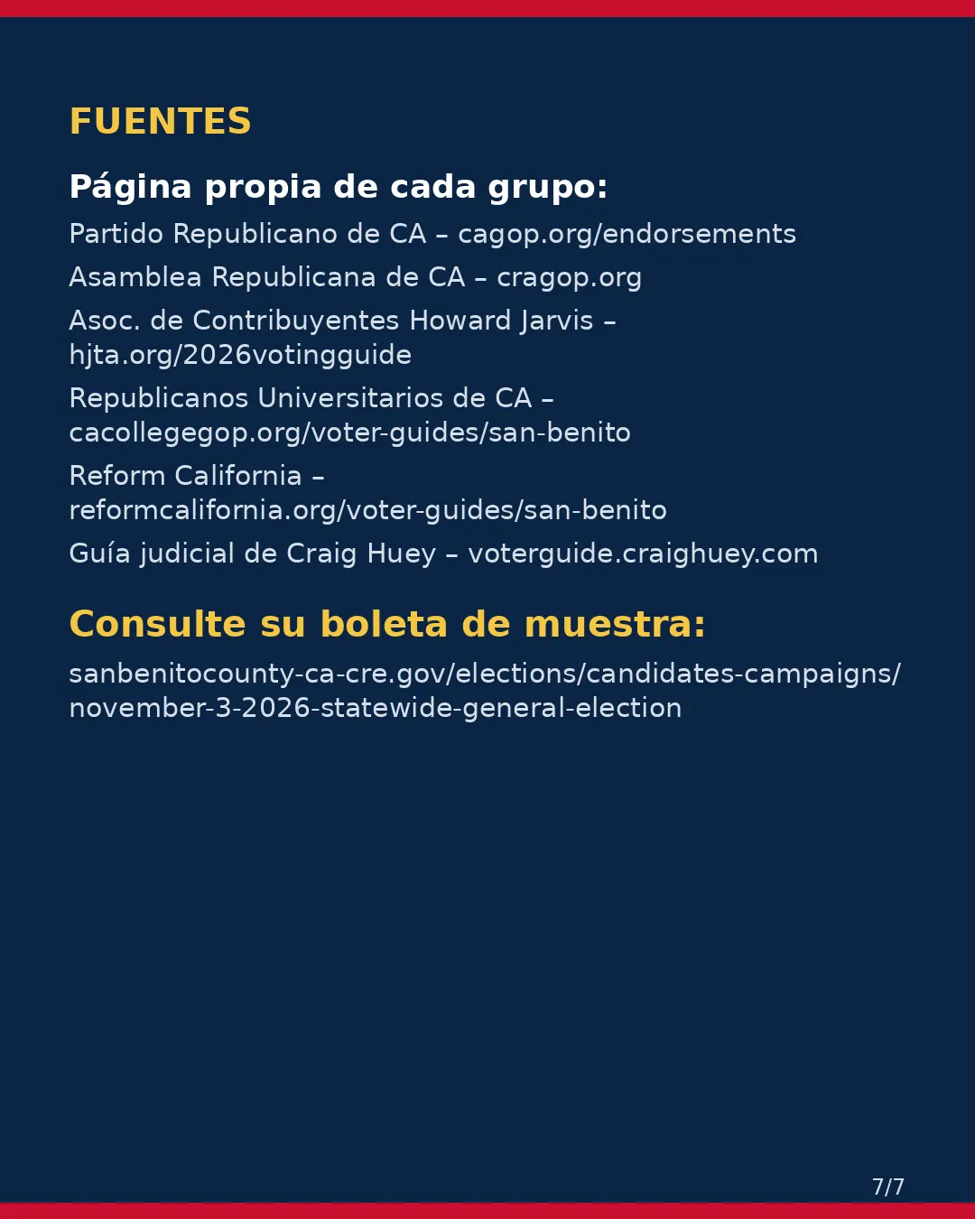 Condado de San Benito, 3 de noviembre de 2026: la postura de los grupos conservadores sobre su boleta. (7/7)