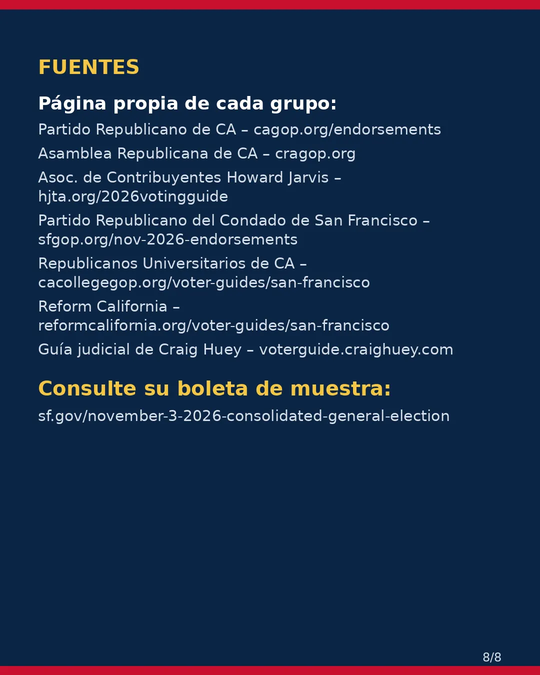 Condado de San Francisco, 3 de noviembre de 2026: la postura de los grupos conservadores sobre su boleta. (8/8)
