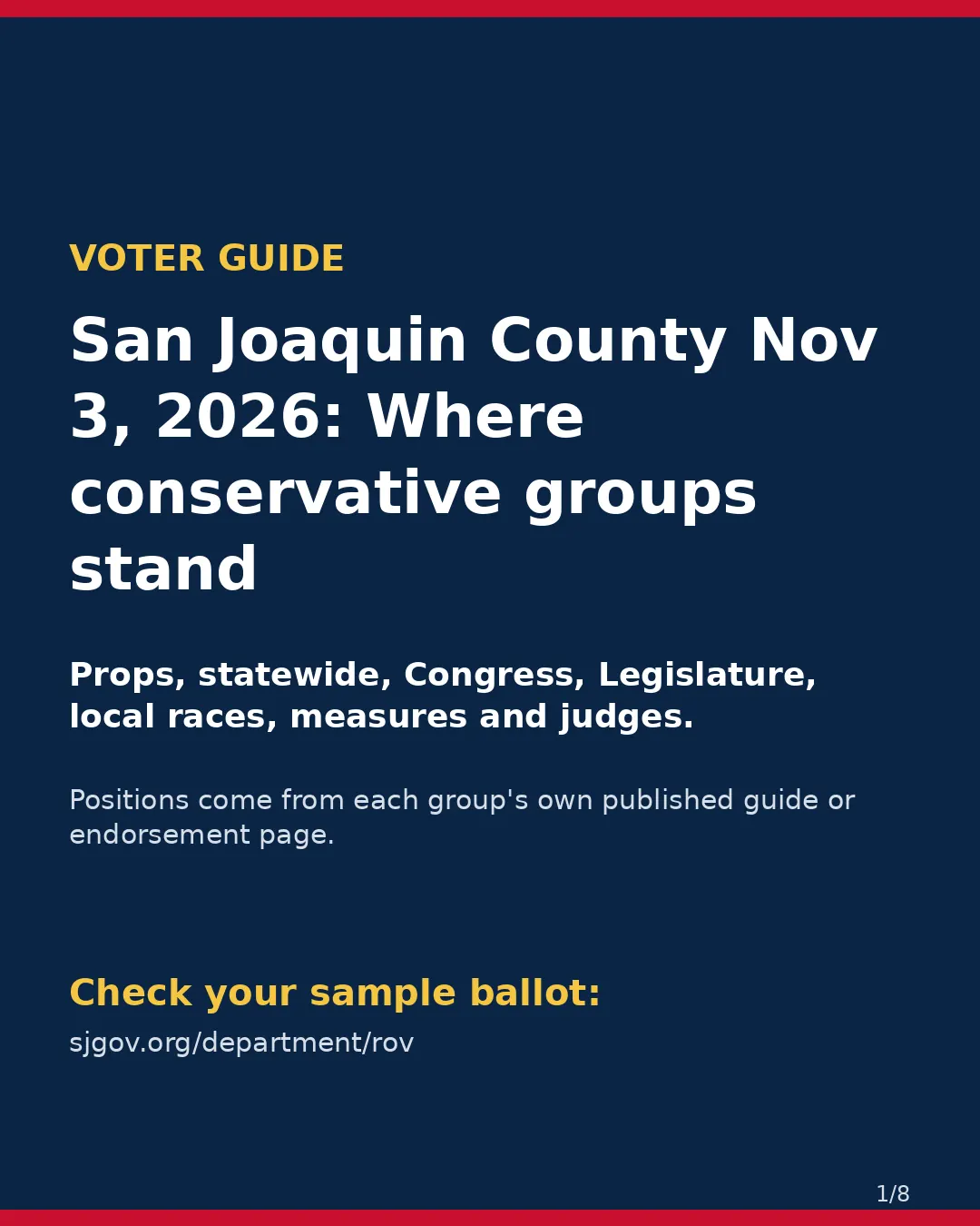 San Joaquin County, Nov 3, 2026: where conservative groups stand on your ballot. (1/8)