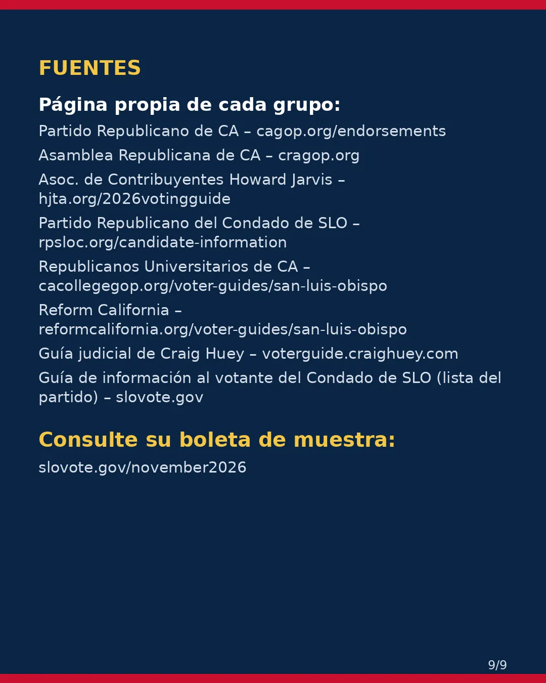 Condado de SLO, 3 de noviembre de 2026: la postura de los grupos conservadores sobre su boleta. (9/9)
