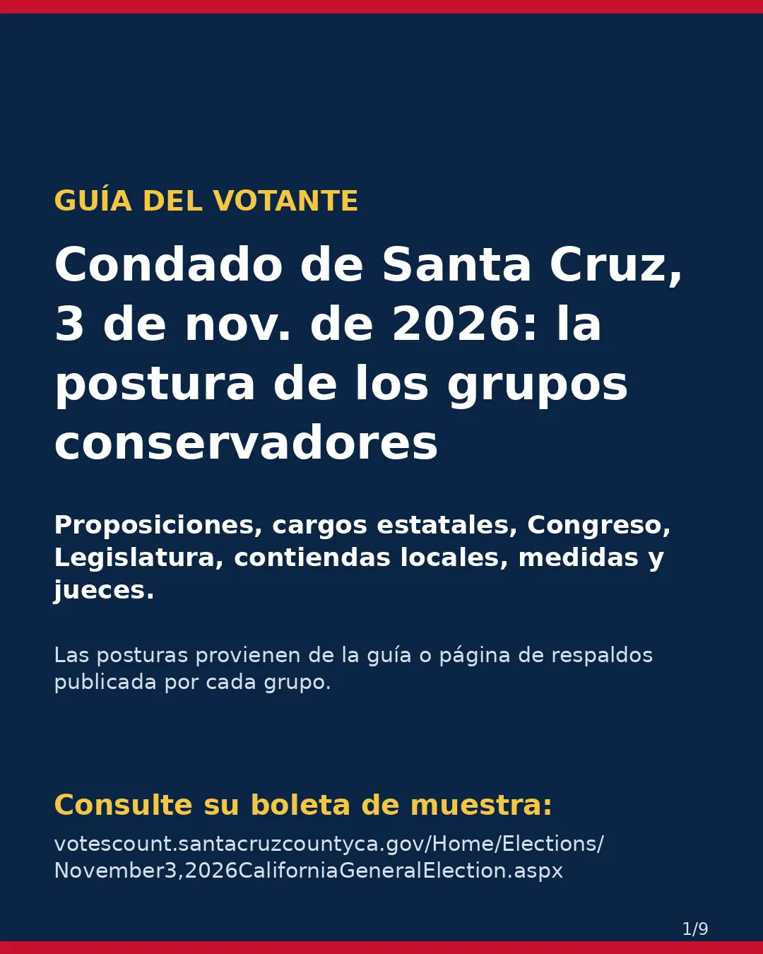 Condado de Santa Cruz, 3 de noviembre de 2026: la postura de los grupos conservadores sobre su boleta. (1/9)