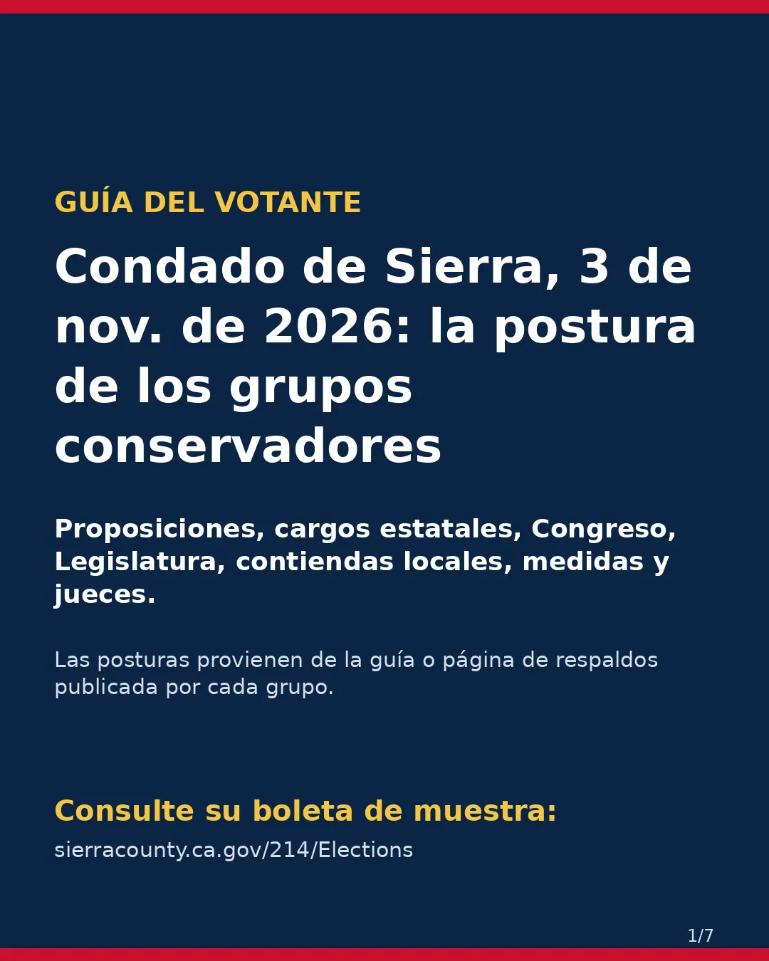 Condado de Sierra, 3 de noviembre de 2026: la postura de los grupos conservadores sobre su boleta. (1/7)