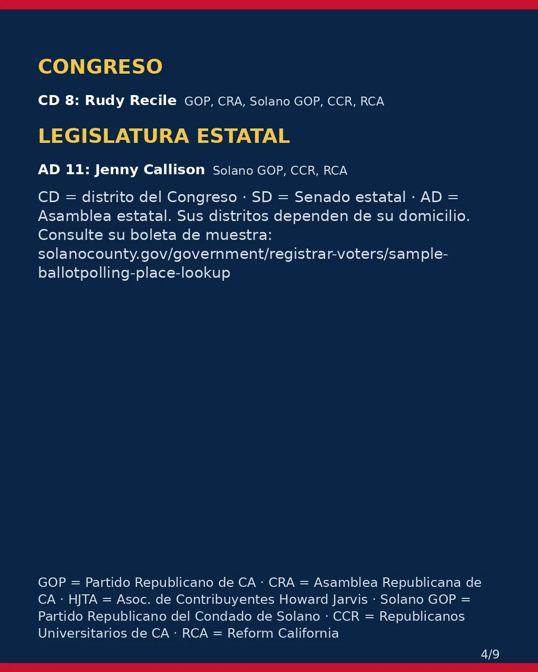 Condado de Solano, 3 de noviembre de 2026: la postura de los grupos conservadores sobre su boleta. (4/9)