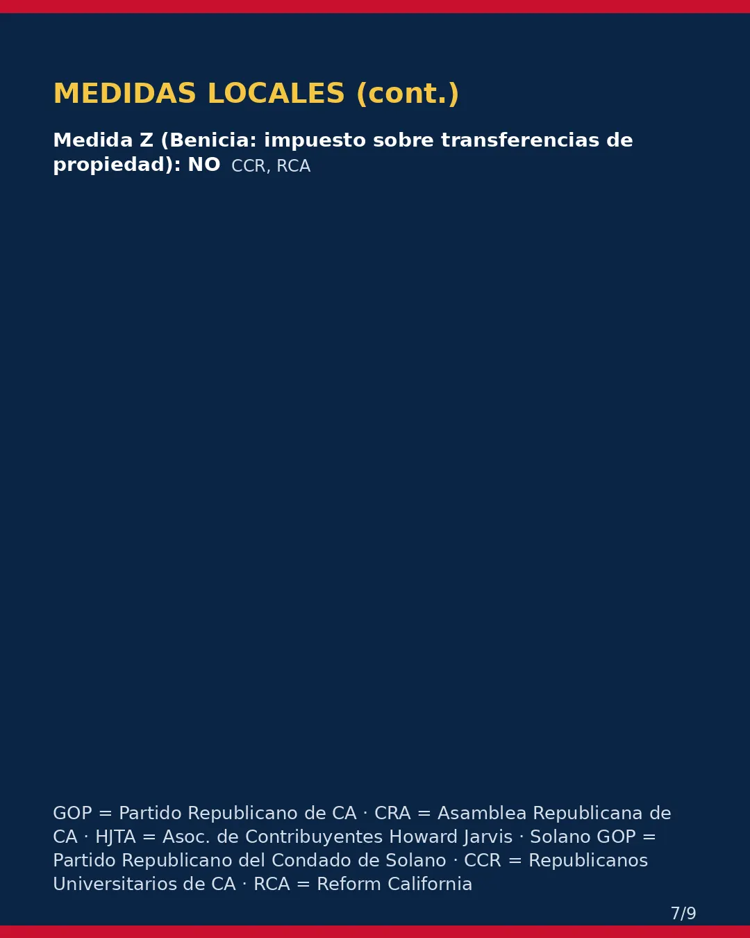 Condado de Solano, 3 de noviembre de 2026: la postura de los grupos conservadores sobre su boleta. (7/9)