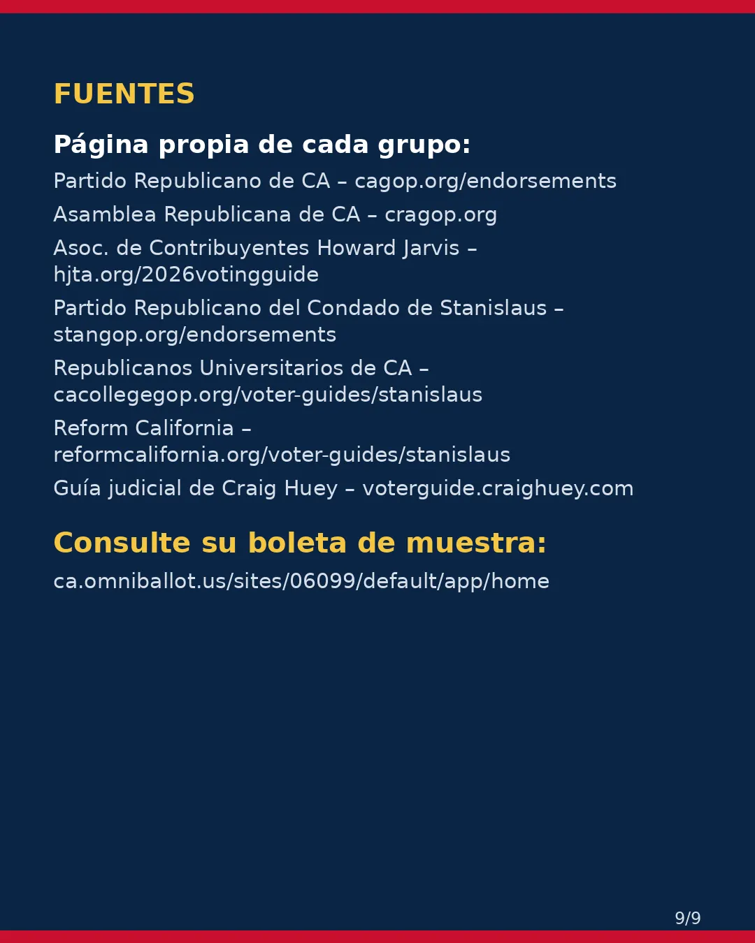 Condado de Stanislaus, 3 de noviembre de 2026: la postura de los grupos conservadores sobre su boleta. (9/9)