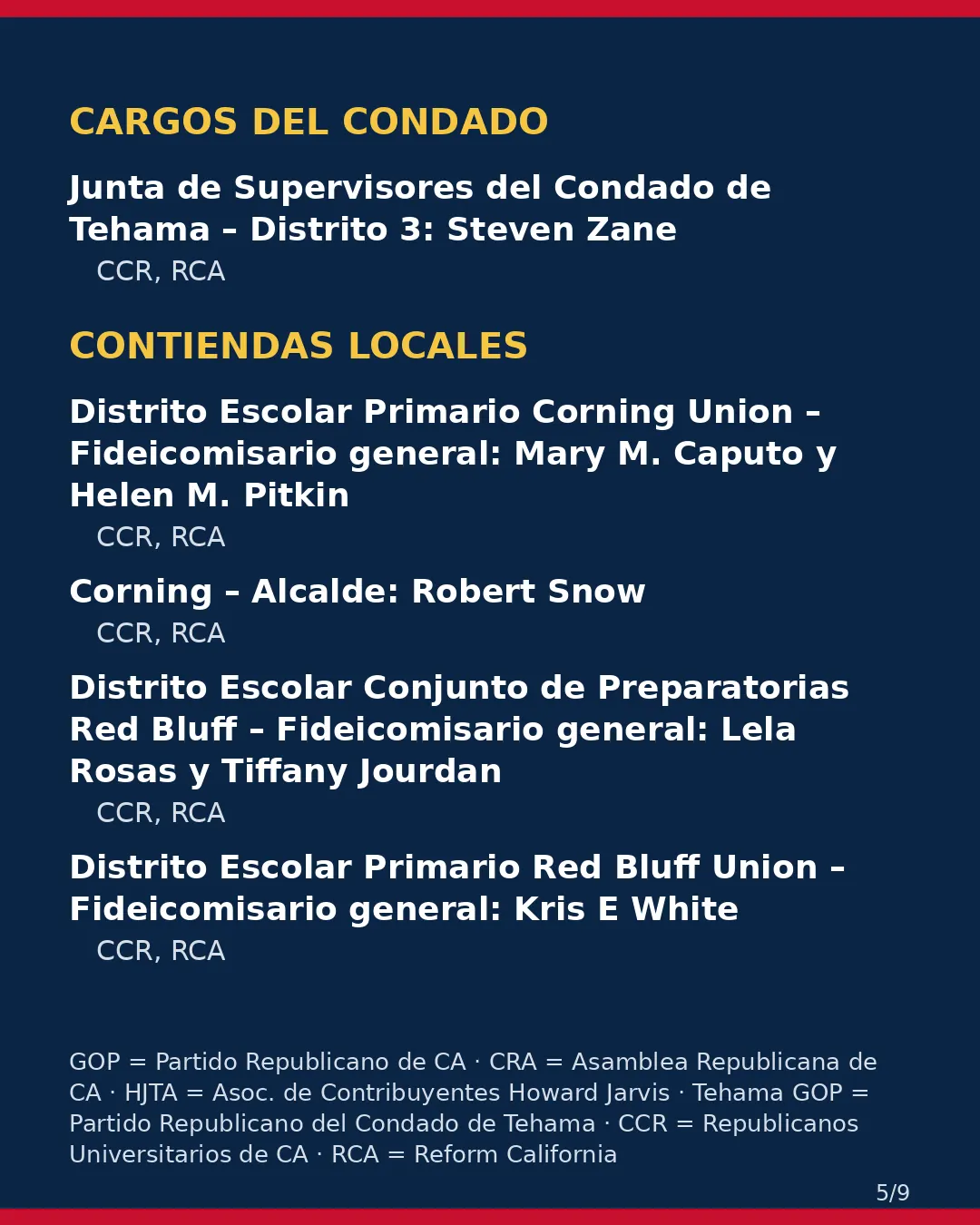 Condado de Tehama, 3 de noviembre de 2026: la postura de los grupos conservadores sobre su boleta. (5/9)