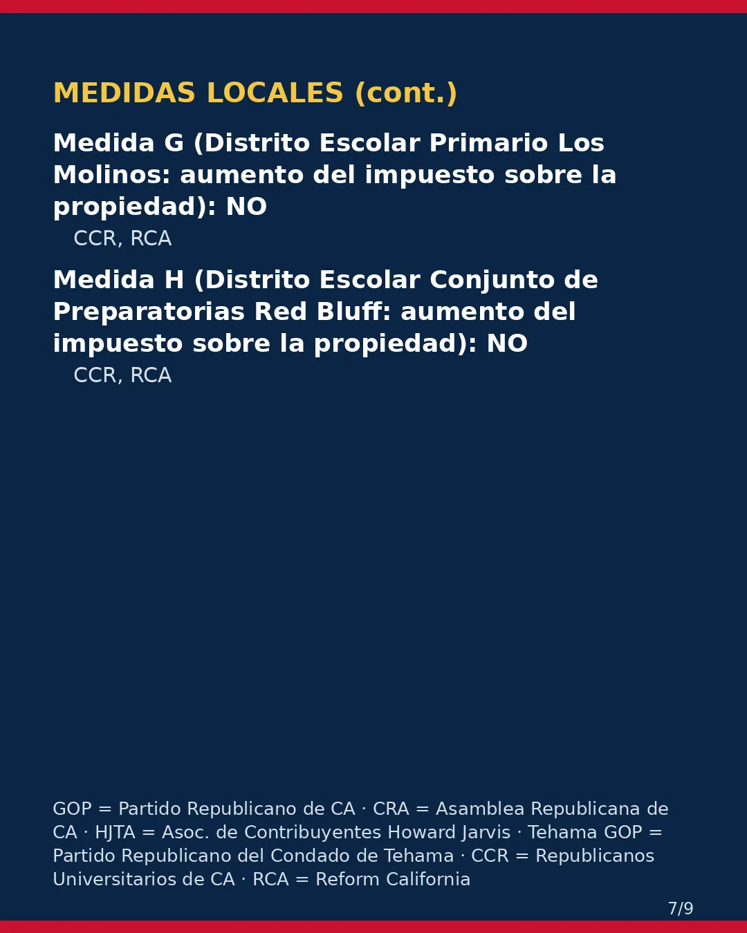 Condado de Tehama, 3 de noviembre de 2026: la postura de los grupos conservadores sobre su boleta. (7/9)