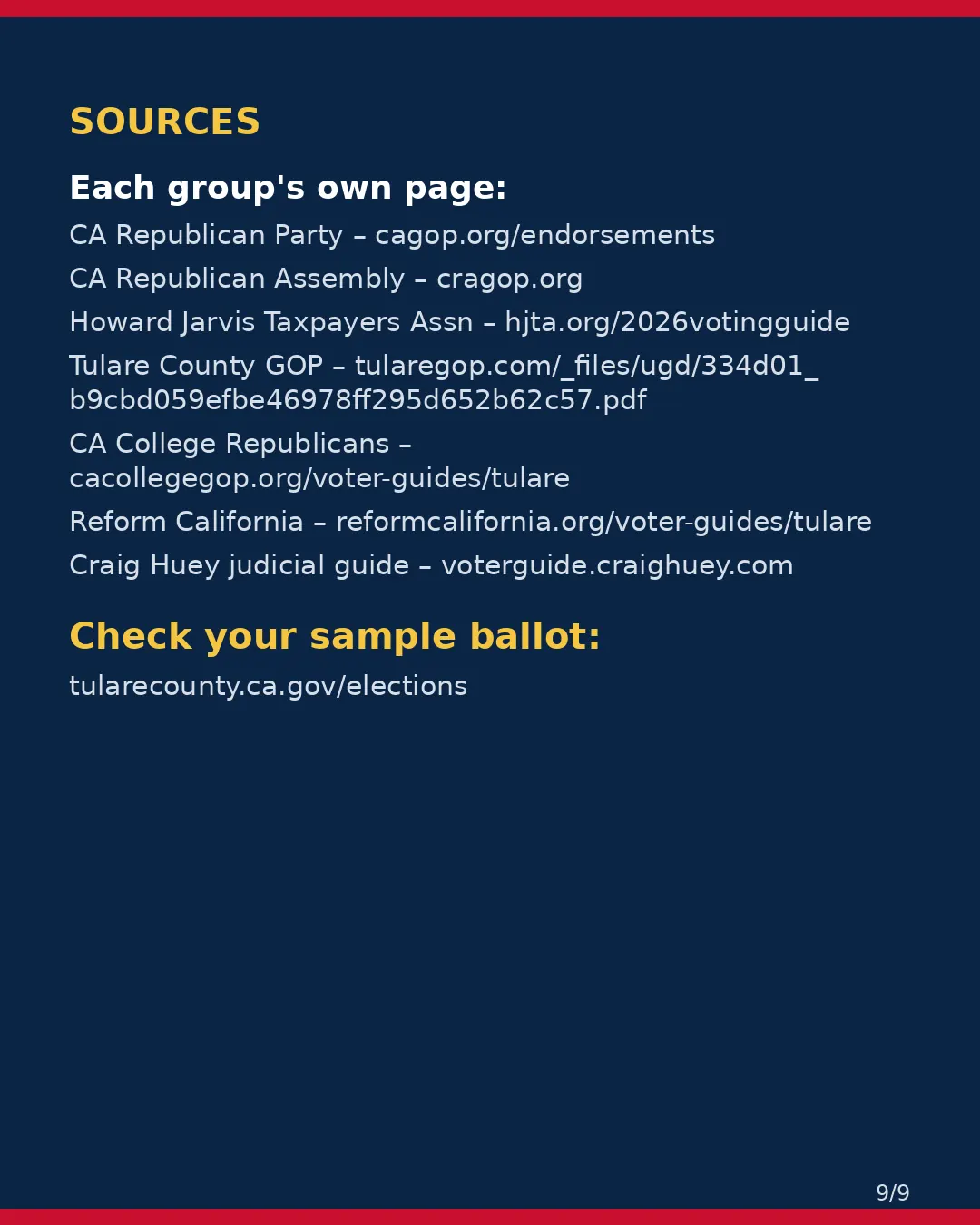 Tulare County, Nov 3, 2026: where conservative groups stand on your ballot. (9/9)
