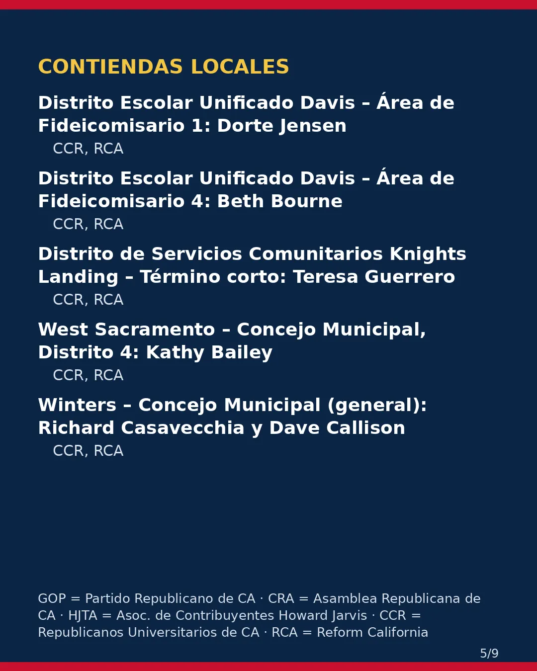 Condado de Yolo, 3 de noviembre de 2026: la postura de los grupos conservadores sobre su boleta. (5/9)